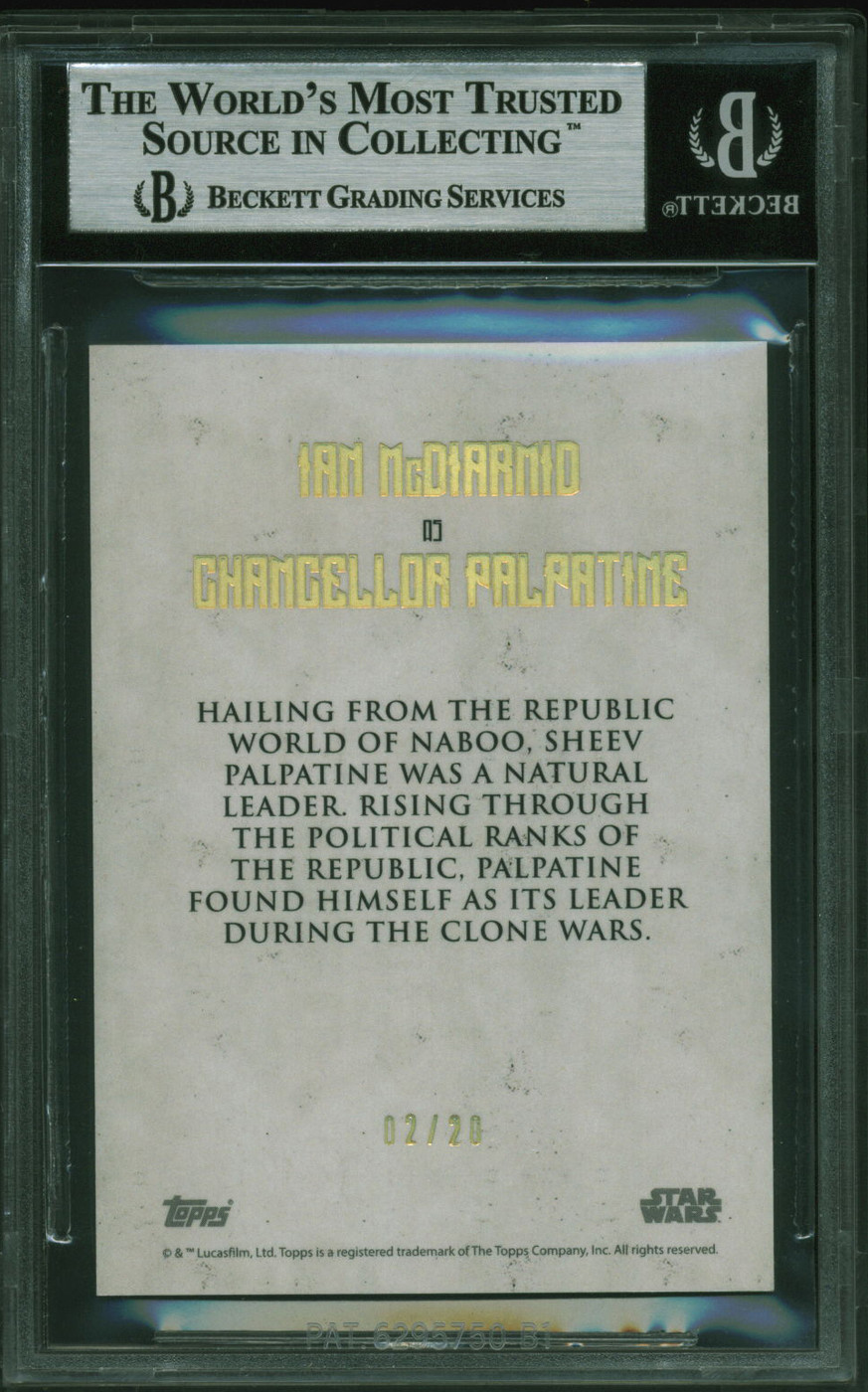 Ian McDiarmid Star Wars Signed 2017 Star Wars Stellar Signatures BAS Slabbed