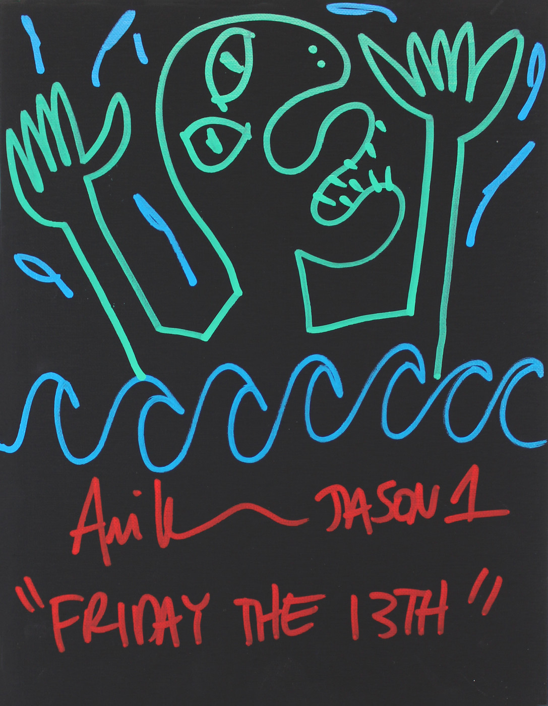 Ari Lehman "2x Inscribed" Signed 11x14 Canvas Hand-Drawn Sketch BAS Wit #WF59860