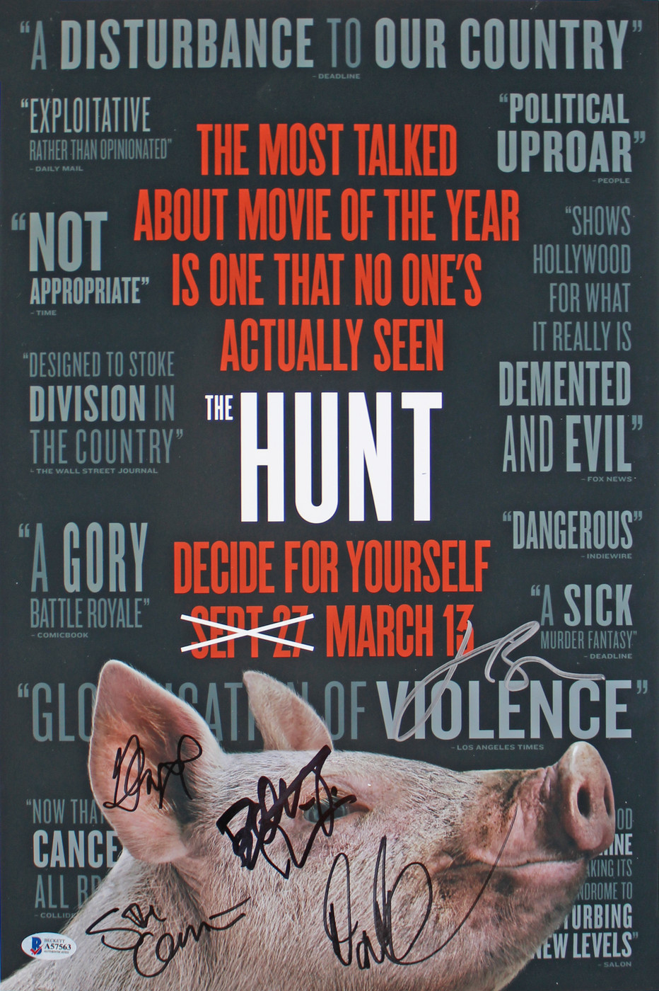 The Hunt (5) Gilpin, Lindelof, Blum, Crim & Howerton Signed 12x18 Photo BAS