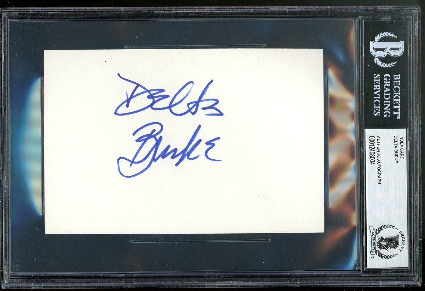 Delta Burke Designing Women Authentic Signed 4x6 Index Card Autographed BAS Slab Version 1