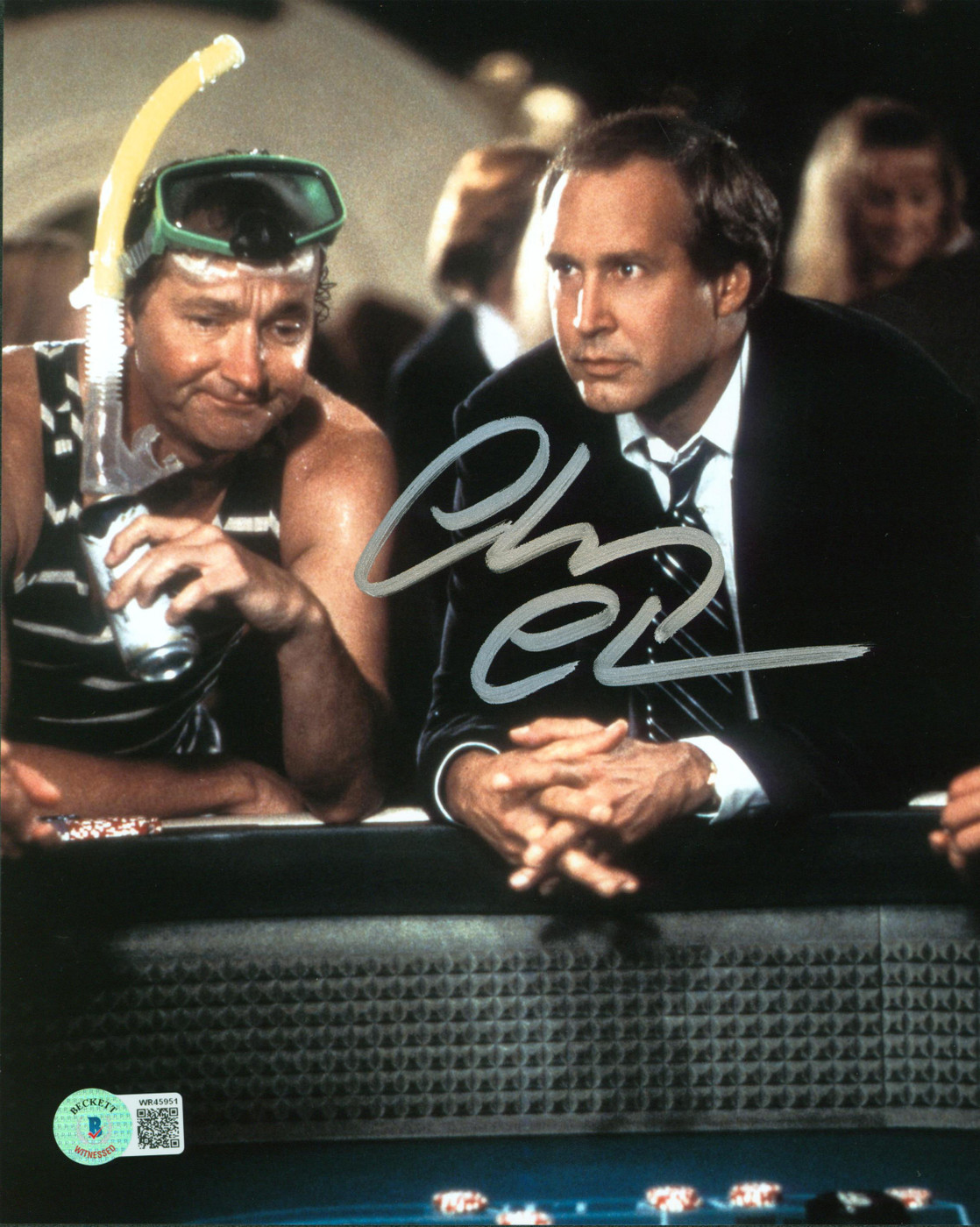 Chevy Chase Vegas Vacation Signed 8x10 Vertical Photo w/ Randy Quaid BAS Witness