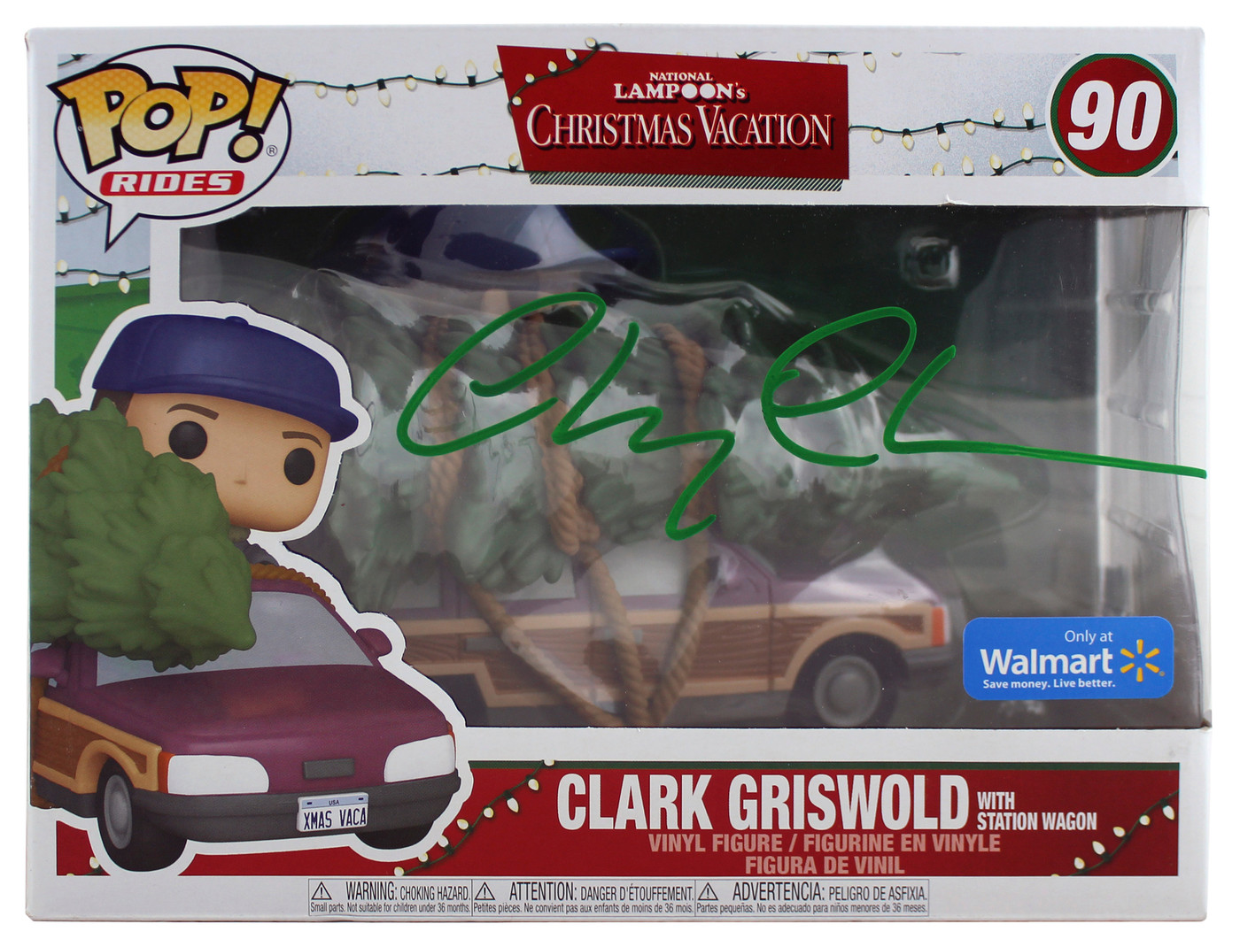 Chevy Chase Christmas Vacation Signed #90 Funko Pop Vinyl Figure w Green Sig BAS