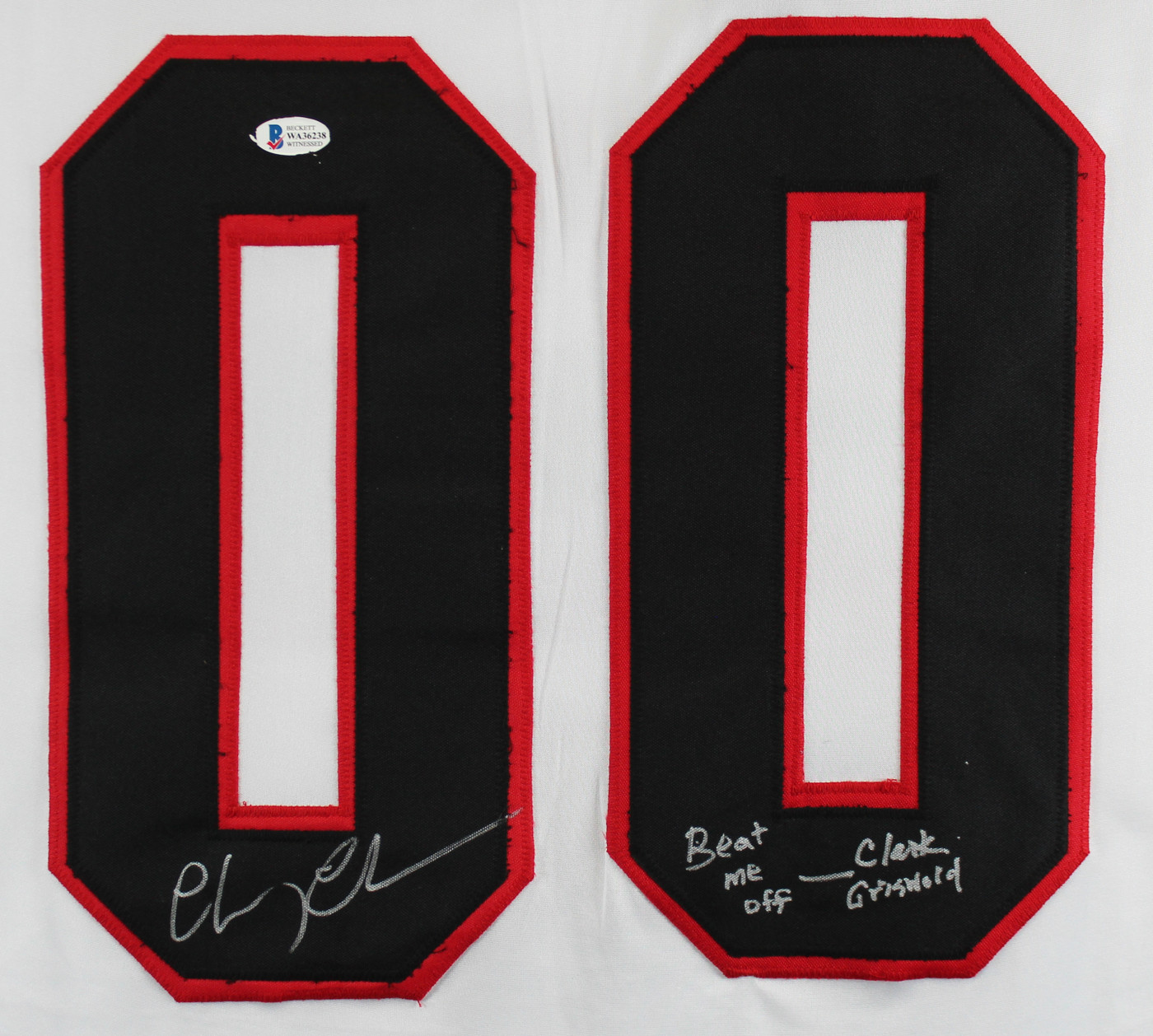 Chevy Chase Beat me off - Clark Griswold Authentic Signed Hockey Jersey BAS Wit