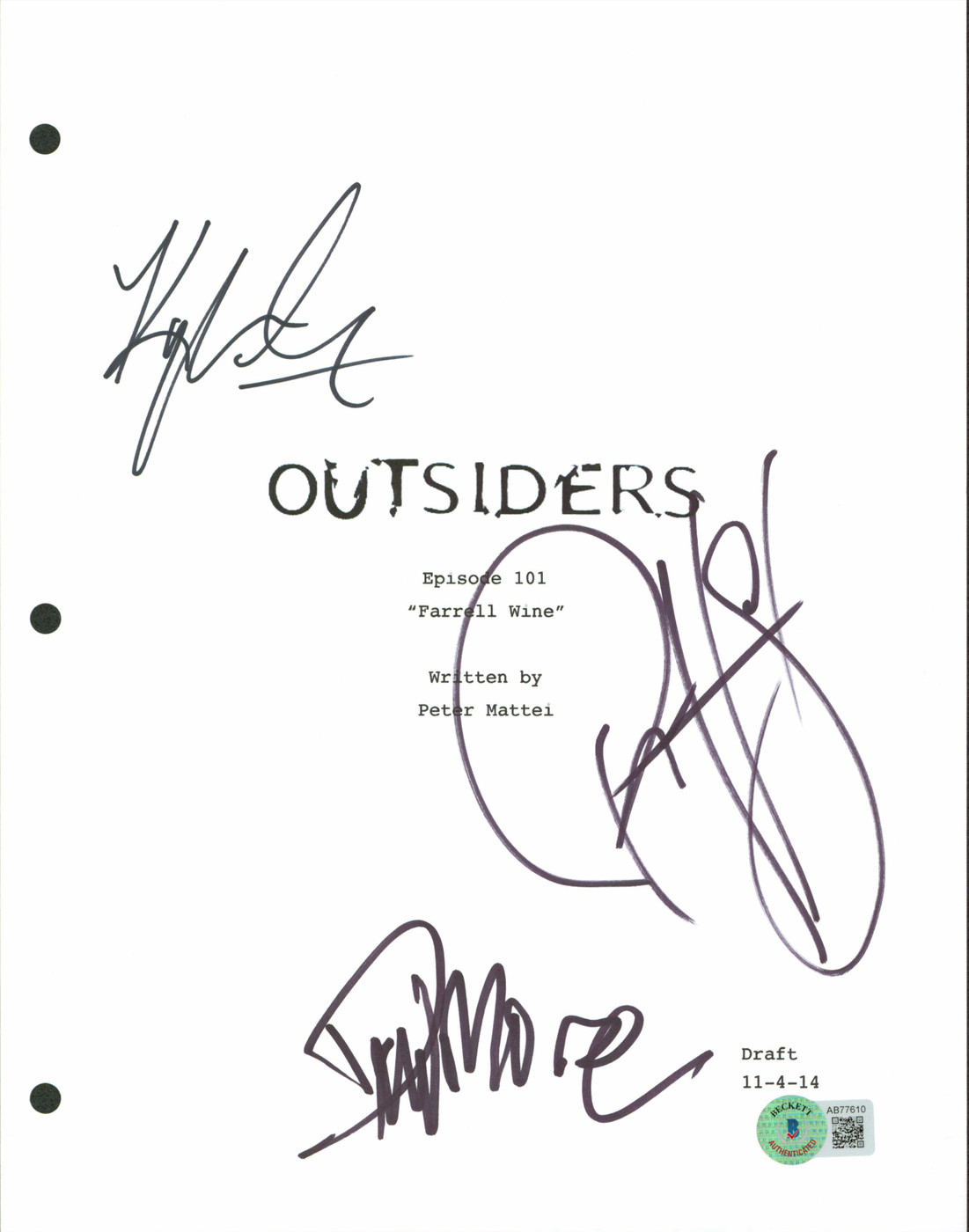 Outsiders (3) Hurst, Gallner & Morse Authentic Signed Script Cover BAS #AB77610