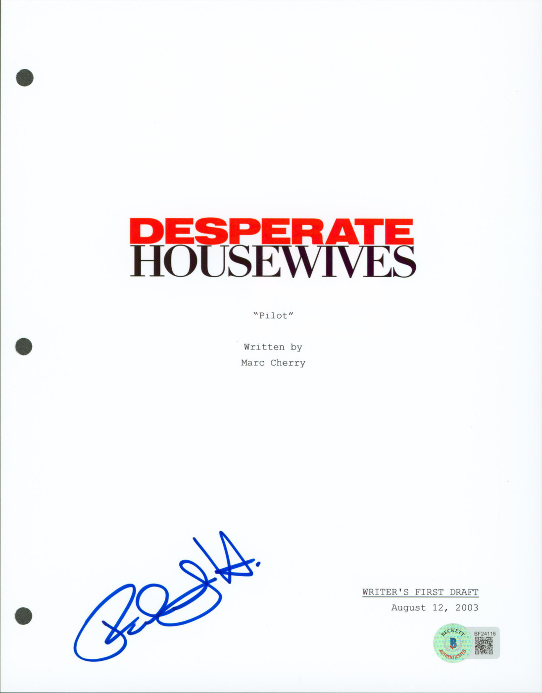 Felicity Huffman Signed 8.5x11 Desperate Housewives Script Cover BAS #BF24116