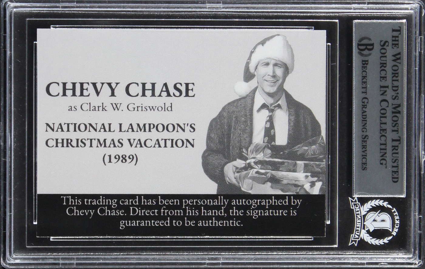 Chevy Chase Christmas Vacation Signed Griswold Custom Trading Card BAS Slabbed 4
