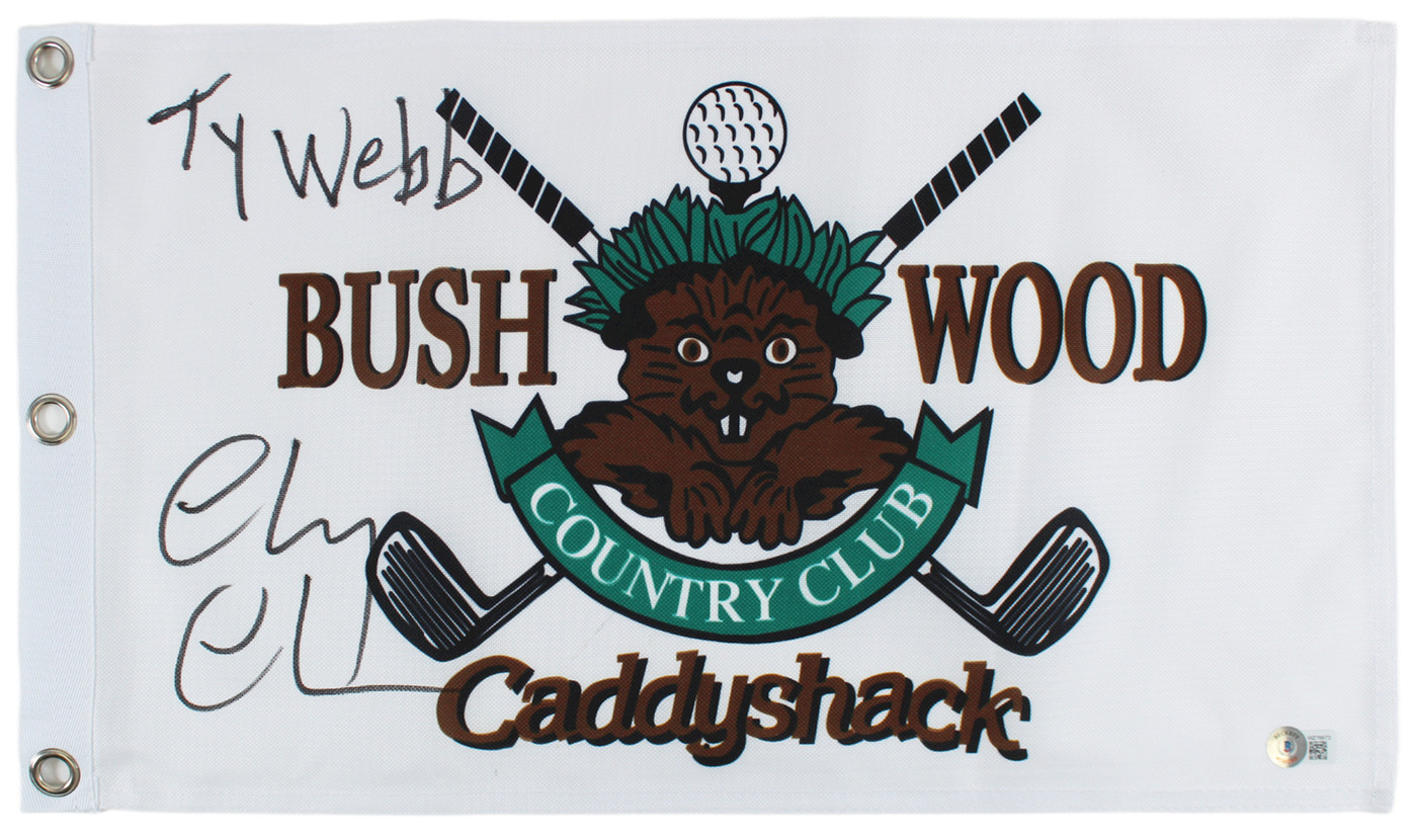 Chevy Chase Caddyshack "Ty Webb" Signed Bushwood Country Club Flag BAS #WZ76673