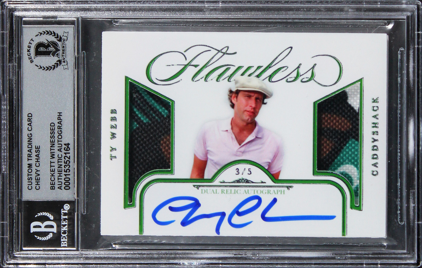 Chevy Chase Caddyshack Signed Purple #'d/5 Trading Patch Card Auto 10 BAS Slab