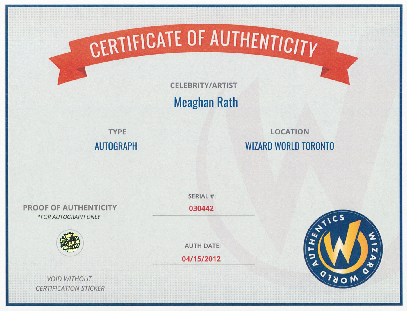 Meaghan Rath Being Human Authentic Signed 8x10 Photo Wizard World 3