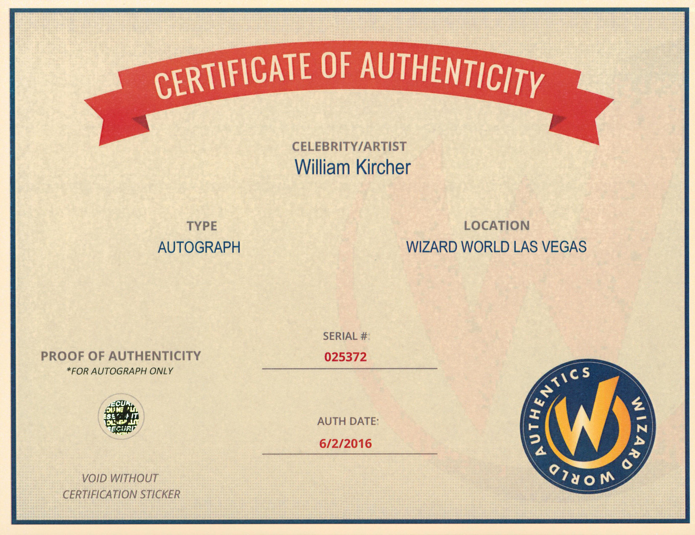 William Kircher The Hobbit Authentic Signed 8x10 Photo Wizard World 1