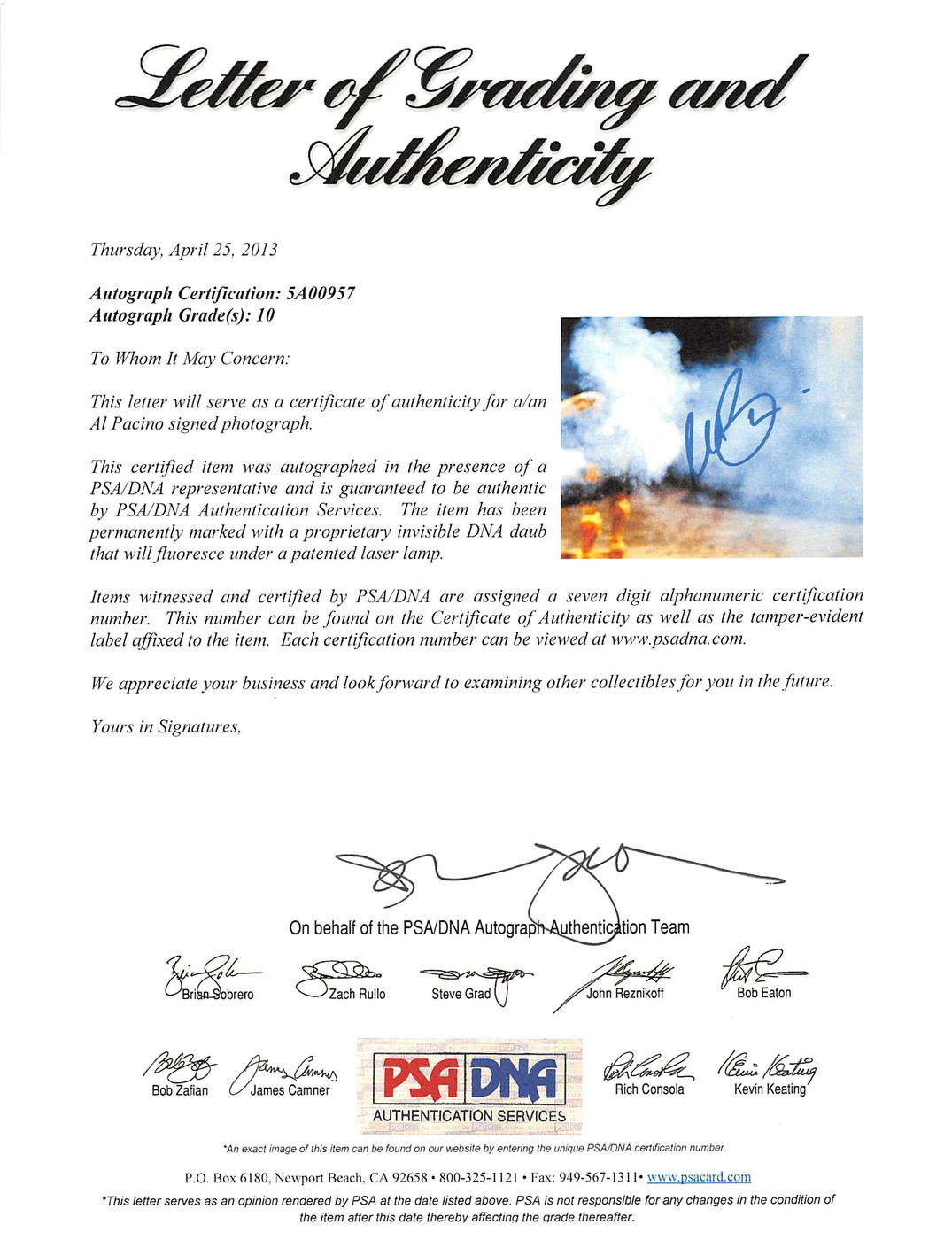 Al Pacino Scarface Authentic Signed 11x14 Horizontal Photo Auto 10! PSA Itp 2