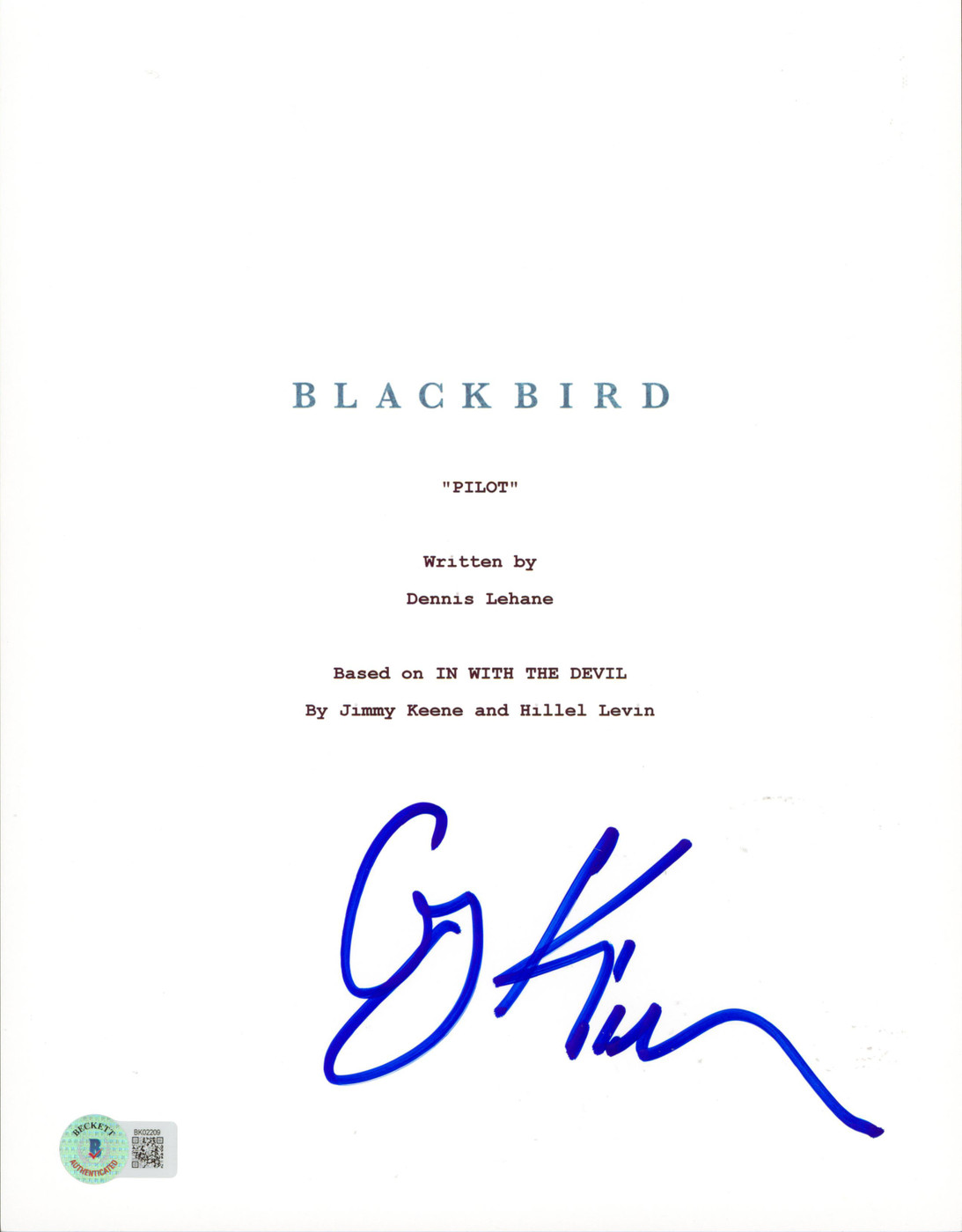 Greg Kinnear Blackbird Authentic Signed Script Cover Autographed BAS #BK02209