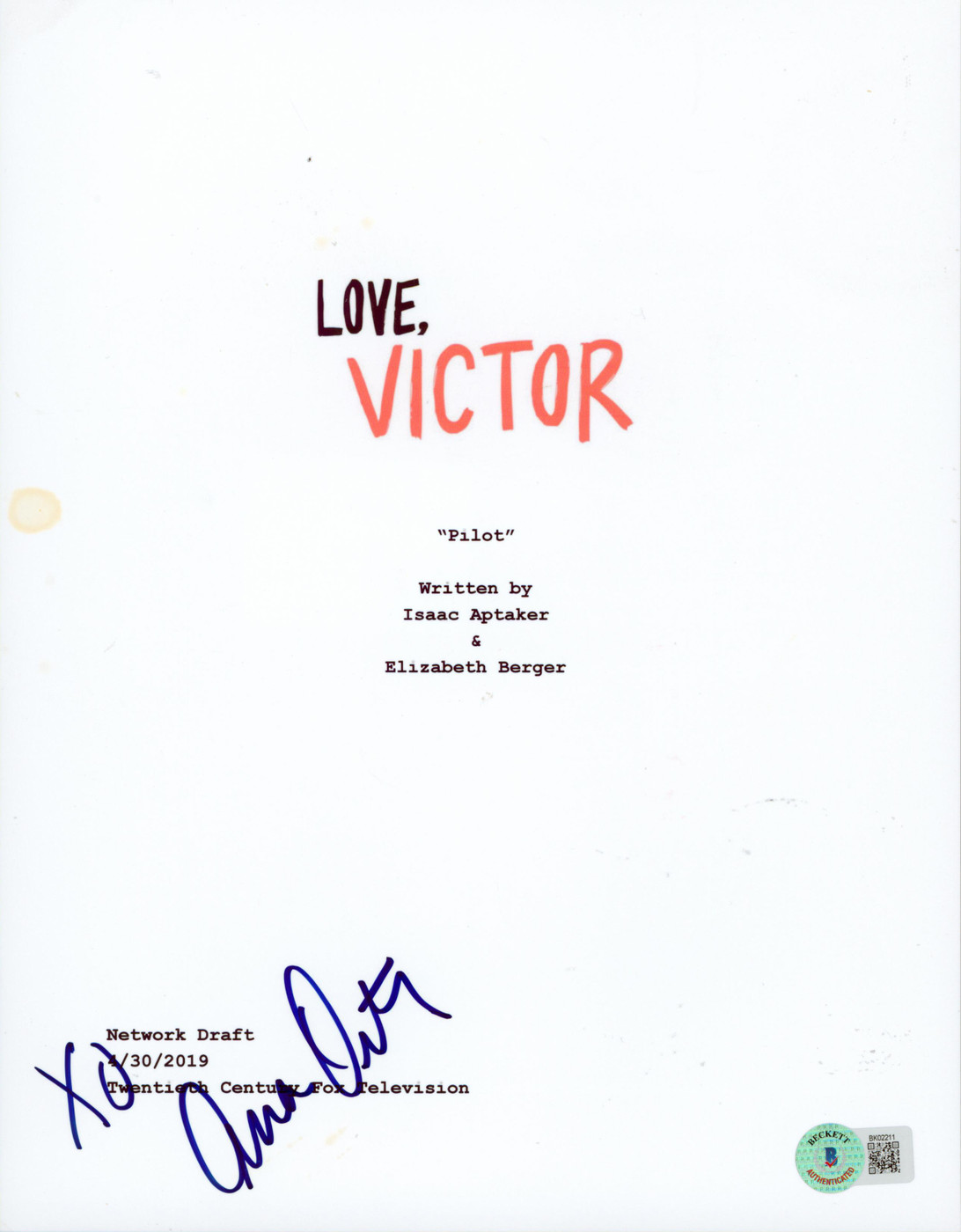 Ana Ortiz Love, Victor "XO" Authentic Signed Script Cover BAS #BK02211