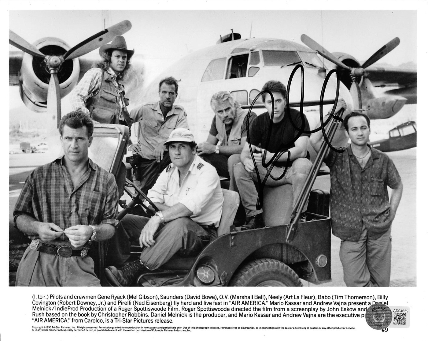 Robert Downey Jr. Air America Authentic Signed 8x10 B&W Photo BAS #AD04659