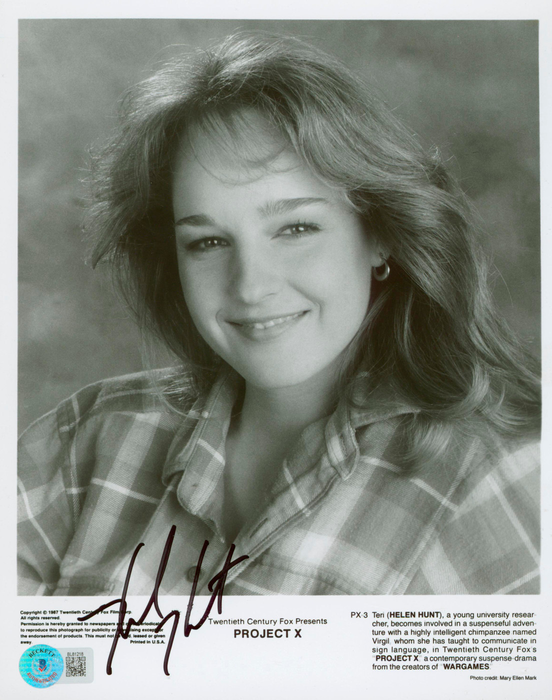 Helen Hunt Project X Authentic Signed 8x10 Photo Autographed BAS #BL81218