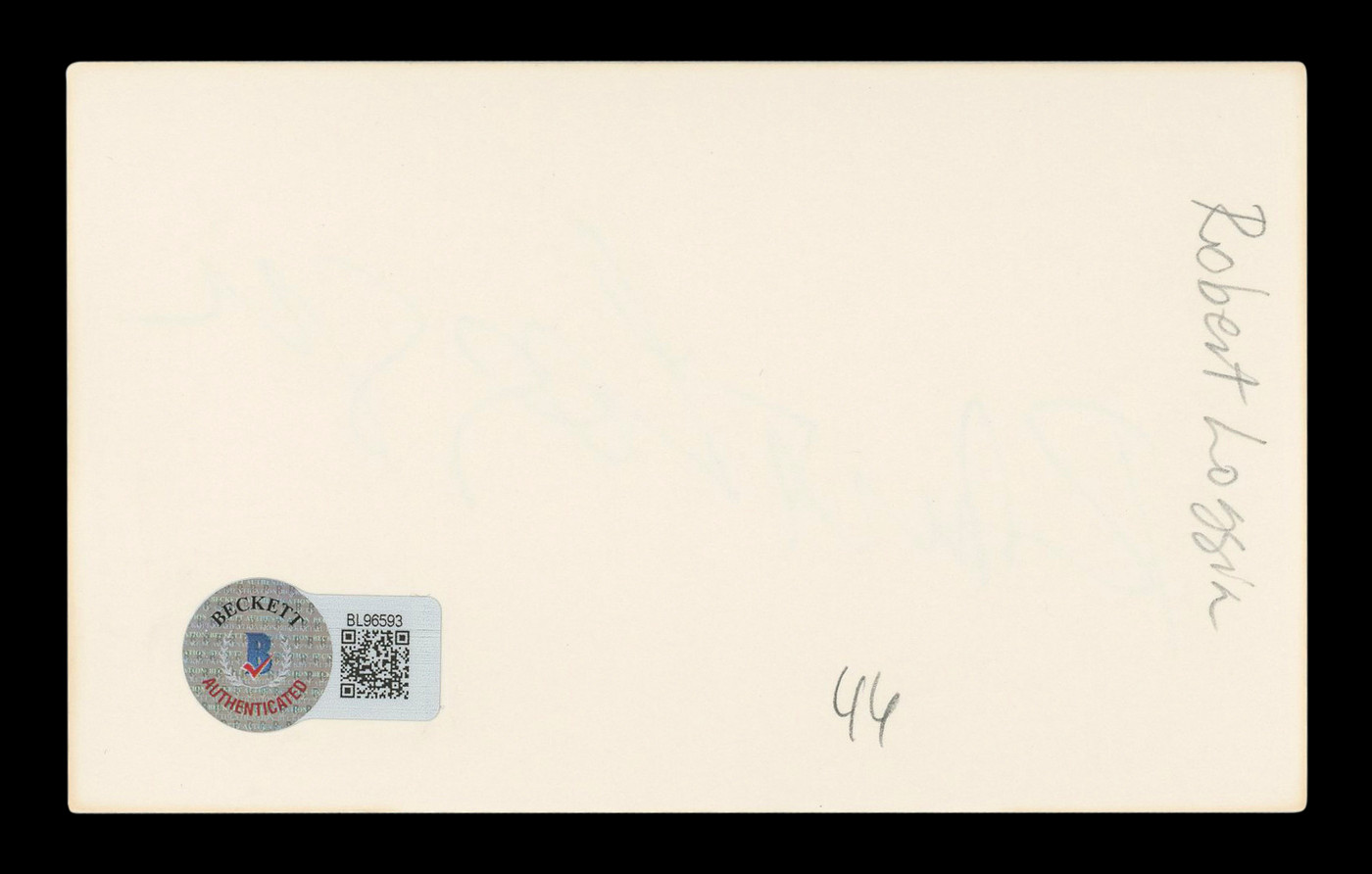 Robert Loggia Big Authentic Signed 3x5 Index Card Autographed BAS #BL96593
