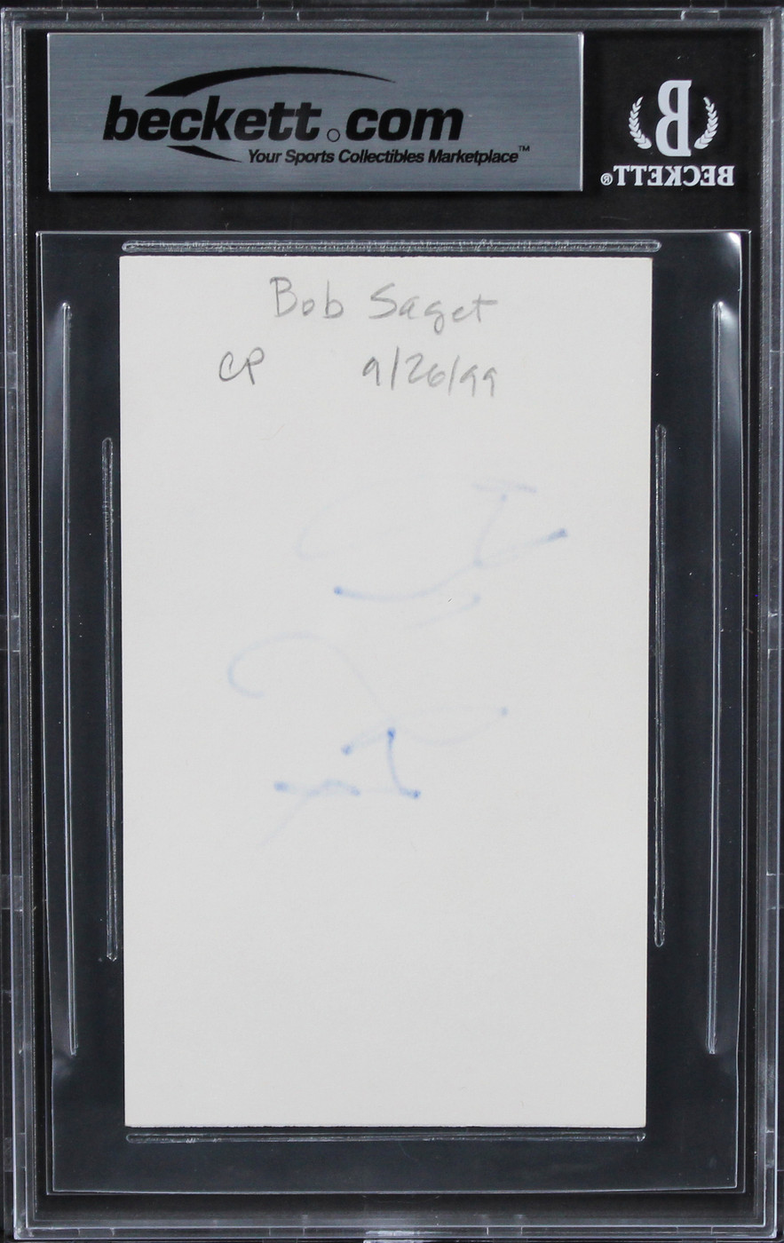 Bob Saget Full House Authentic Signed 3x5 Index Card Autographed BAS Slabbed