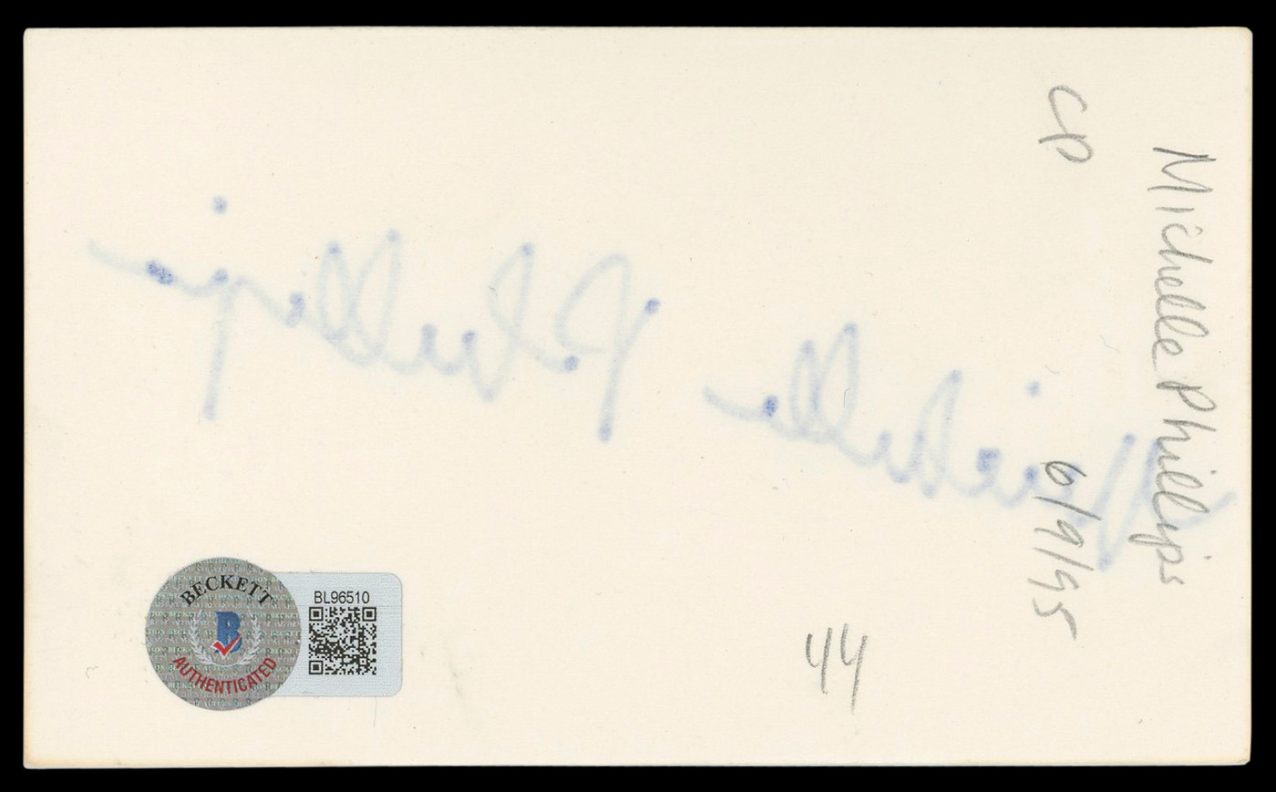 Michelle Phillips Knots Landing Authentic Signed 3x5 Index Card