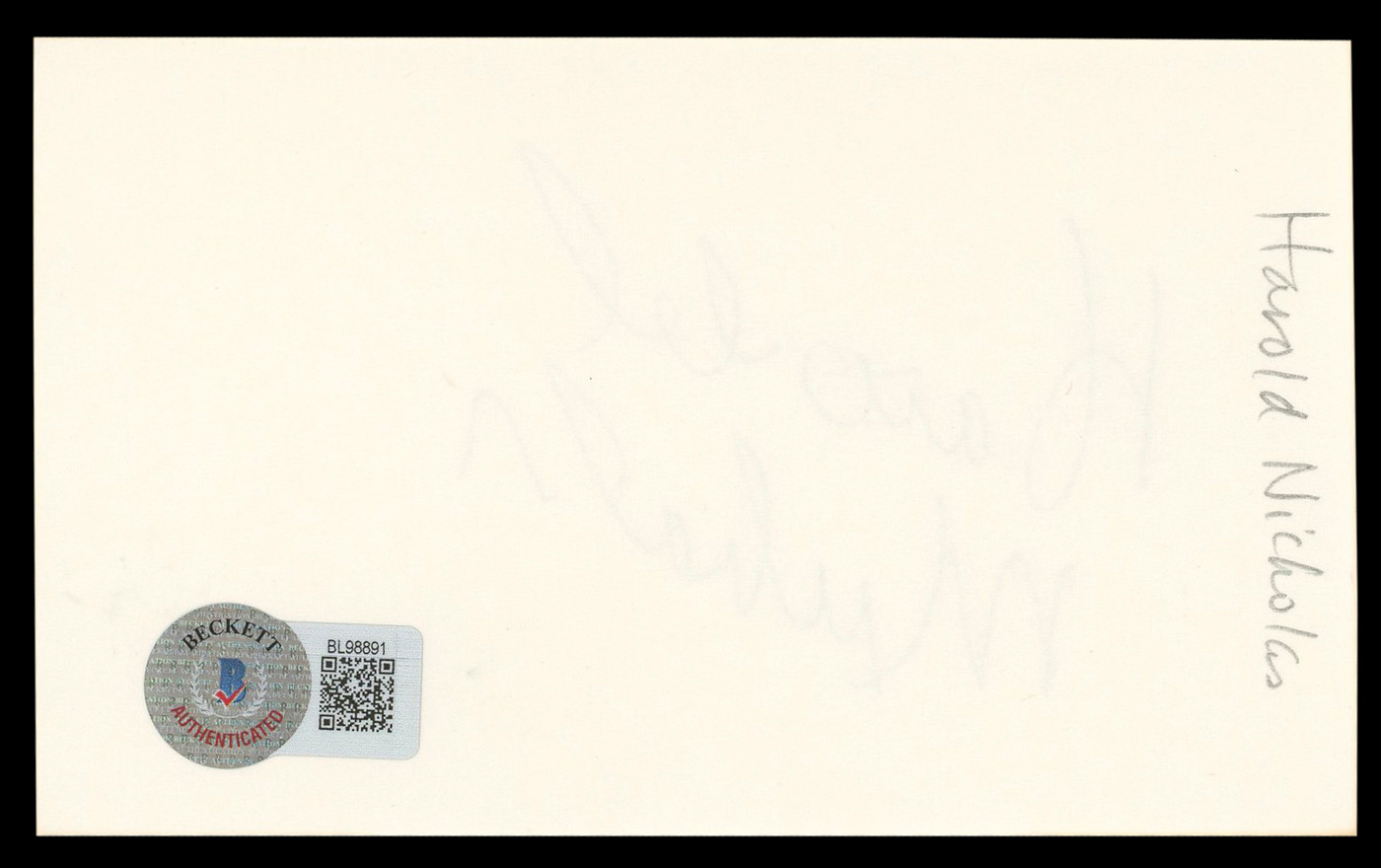 Harold Nicholas Down Argentine Way Authentic Signed 3x5 Index Card BAS #BL98891