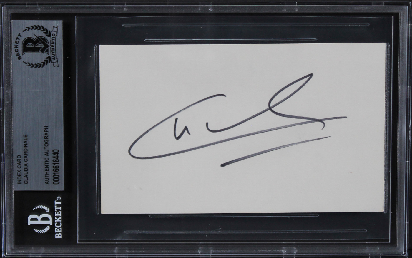 Claudia Cardinale Once Upon a Time in the West Signed 3x5 Index Card BAS Slab 1