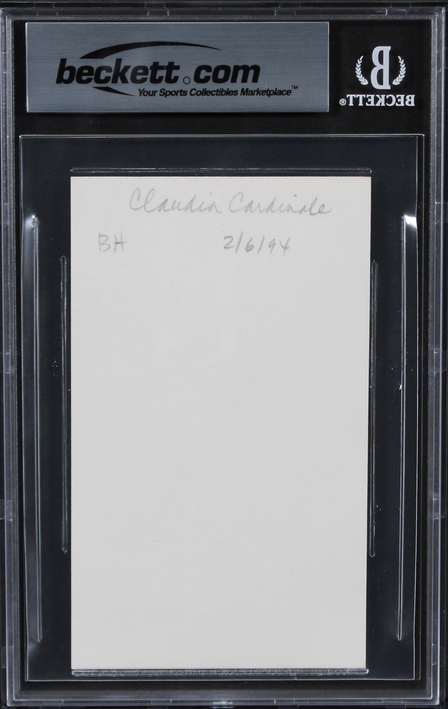Claudia Cardinale Once Upon a Time in the West Signed 3x5 Index Card BAS Slab 1