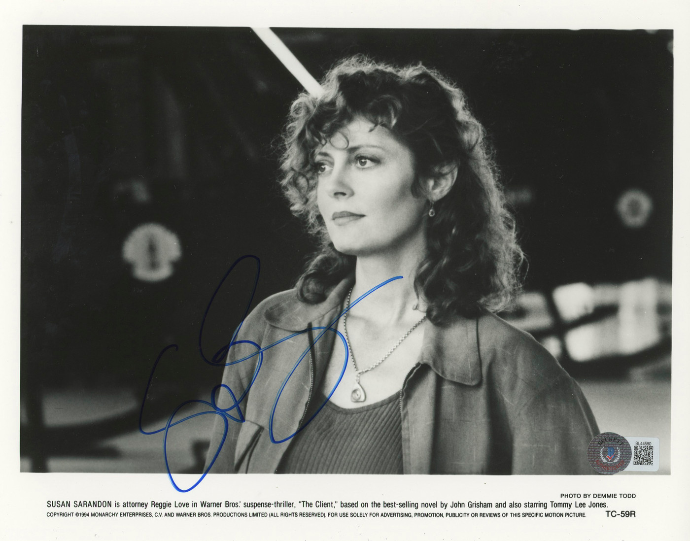 Susan Sarandon The Client Authentic Signed 8x10 Photo Autographed BAS #BL44580