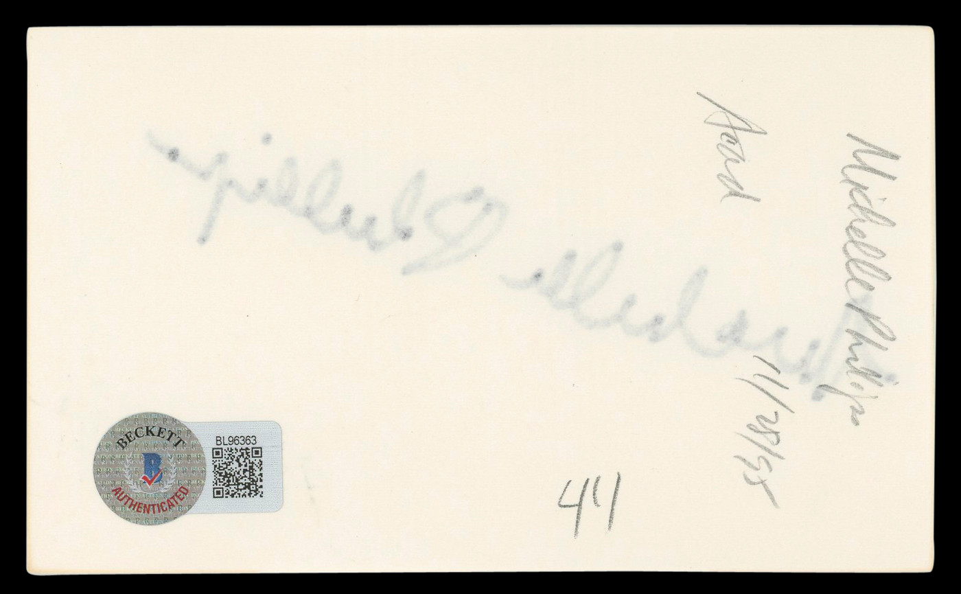 Michelle Phillips Valentino Authentic Signed 3x5 Index Card BAS