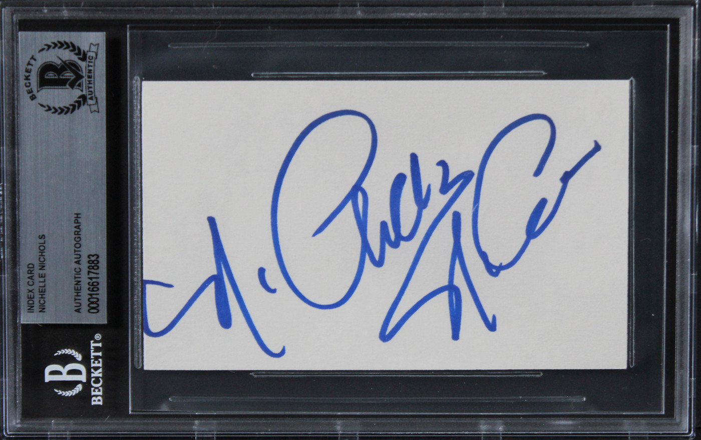 Nichelle Nichols Star Trek Authentic Signed 3x5 Index Card BAS Slabbed Version 1