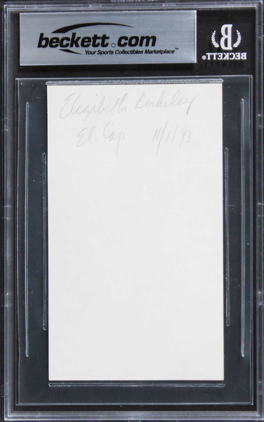 Elizabeth Berkley Saved By The Bell Signed 3x5 Index Card BAS Slabbed 4