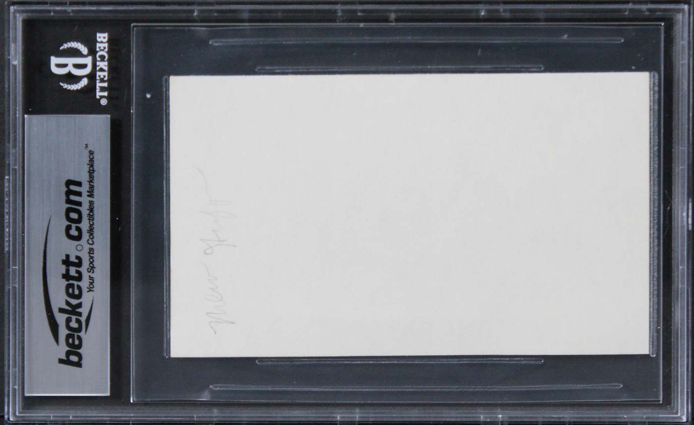 Merv Griffin The Merv Griffin Show Authentic Signed 3x5 Index Card BAS Slabbed 1
