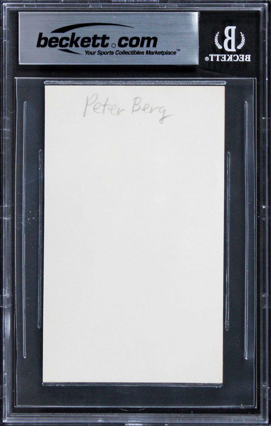 Peter Berg Patriots Day Authentic Signed 3x5 Index Card BAS Slabbed 4
