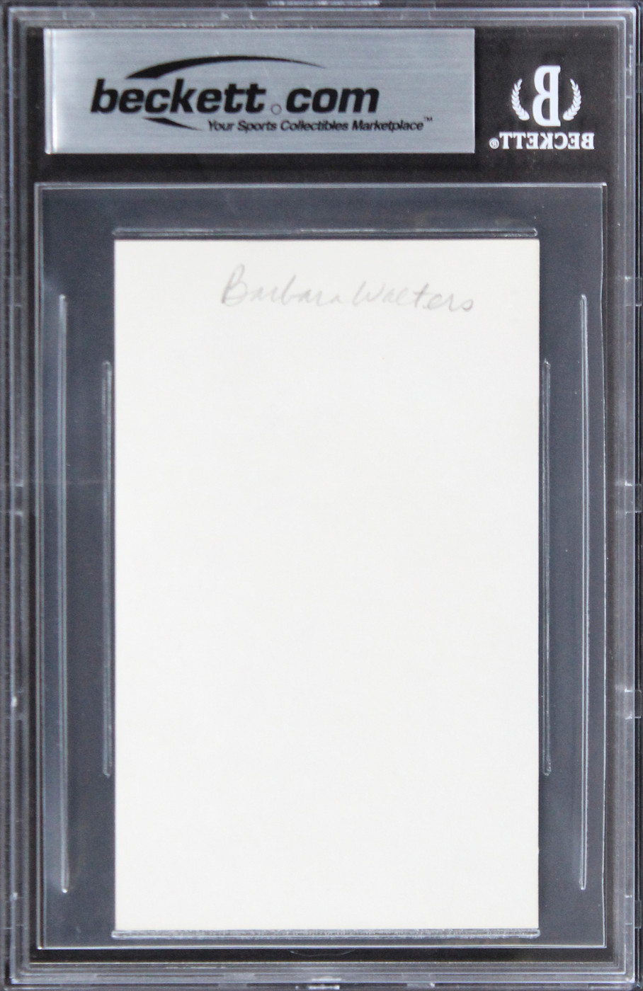 Barbara Walters The View Authentic Signed 3x5 Index Card BAS Slabbed 3