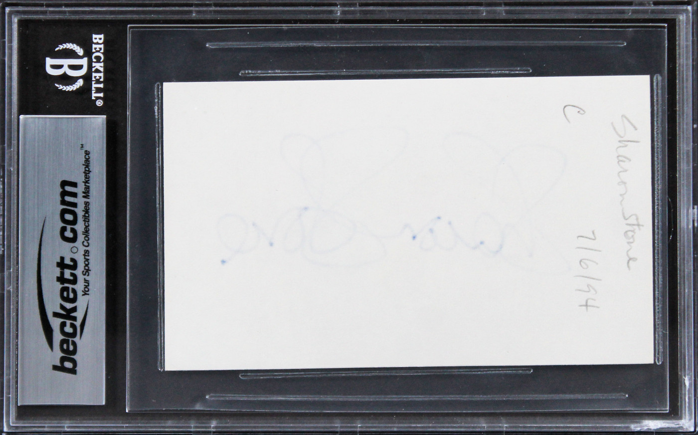 Sharon Stone Basic Instinct Authentic Signed 3x5 Index Card BAS Slabbed