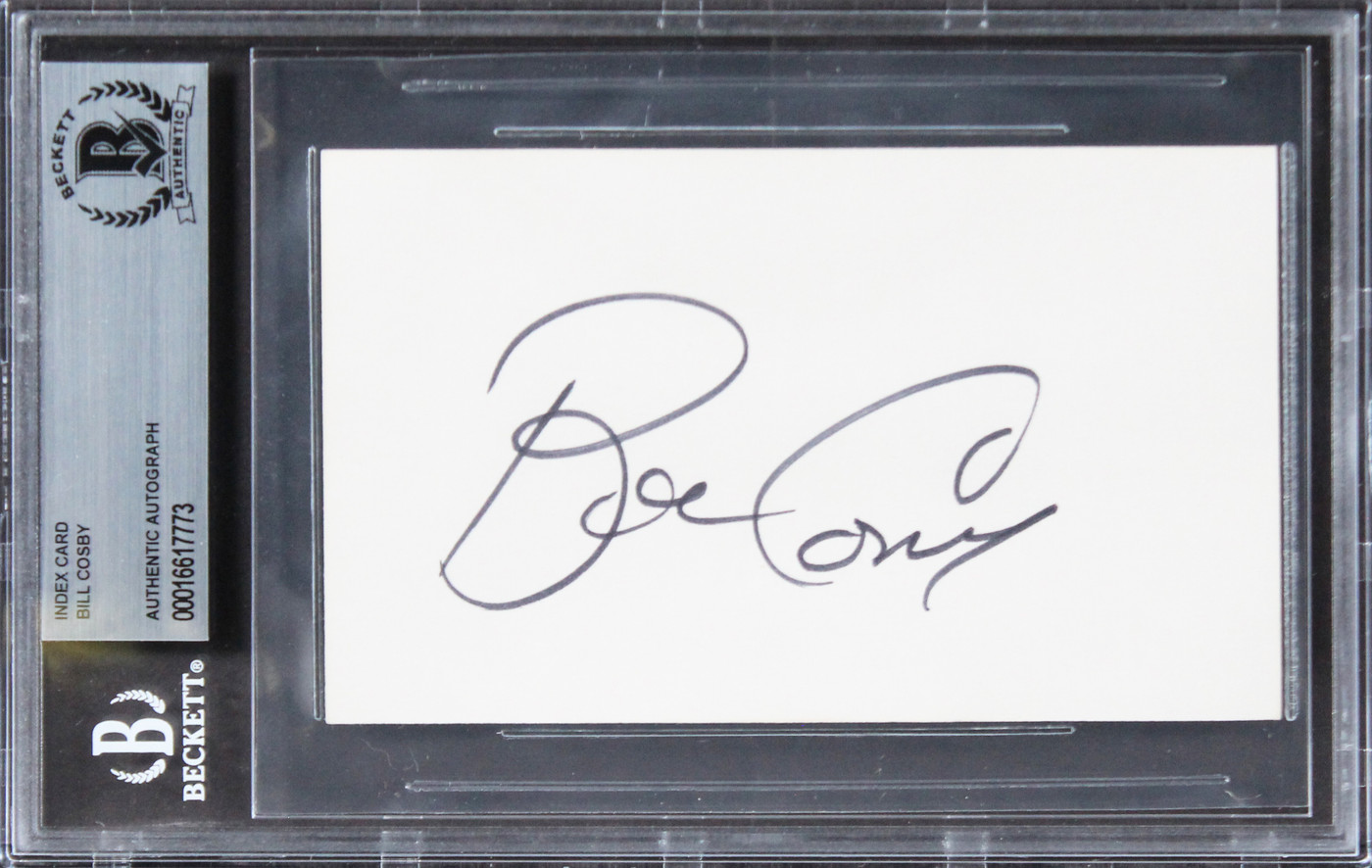 Bill Crosby The Cosby Show Authentic Signed 3x5 Index Card BAS Slabbed