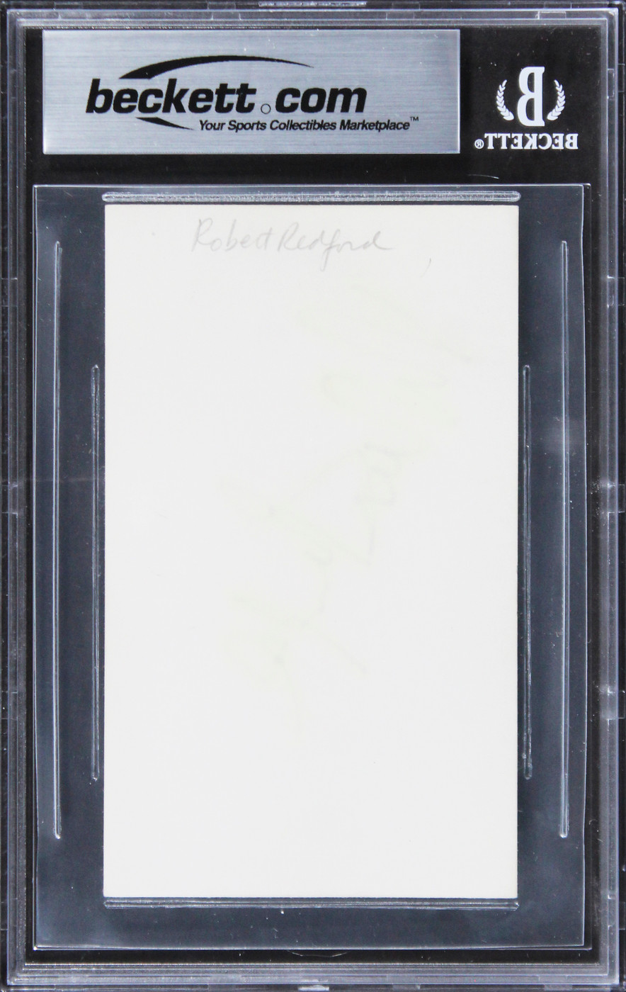 Robert Redford Out of Africa Authentic Signed 3x5 Index Card BAS Slabbed 1