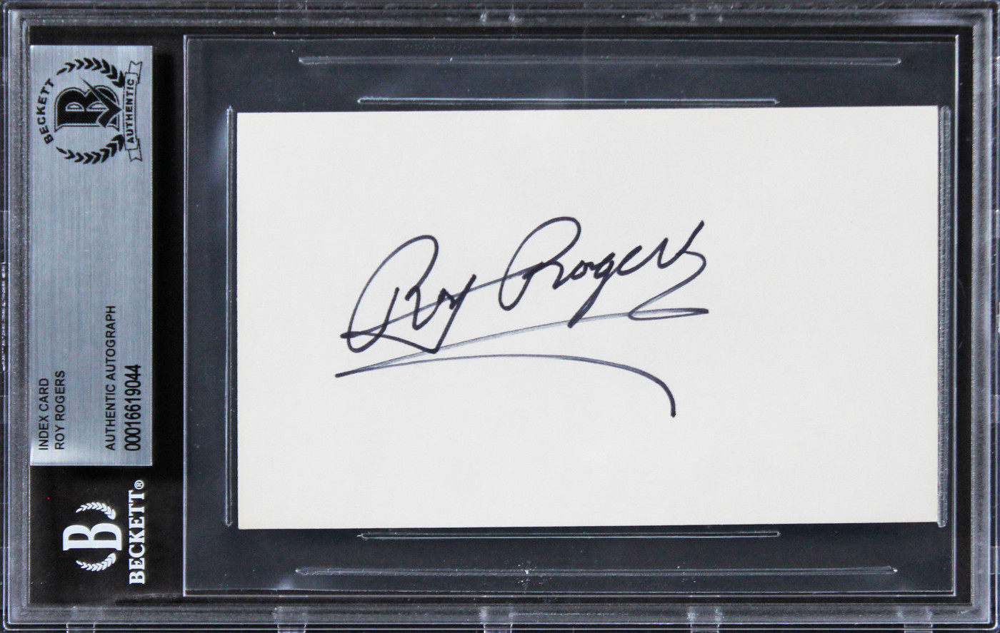 Roy Rogers The Roy Rogers Show Authentic Signed 3x5 Index Card BAS Slabbed 2