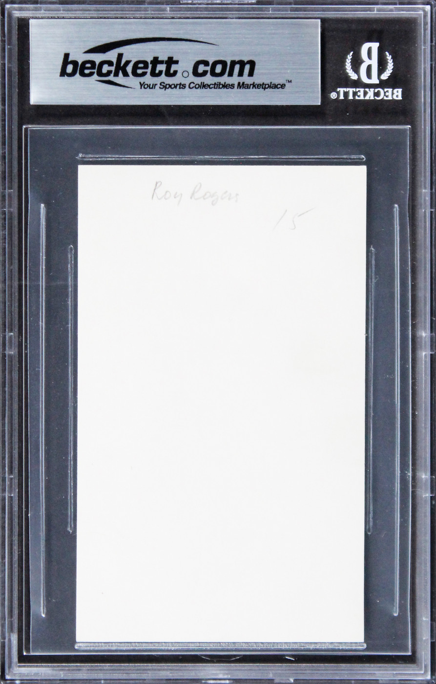 Roy Rogers The Roy Rogers Show Authentic Signed 3x5 Index Card BAS Slabbed 1
