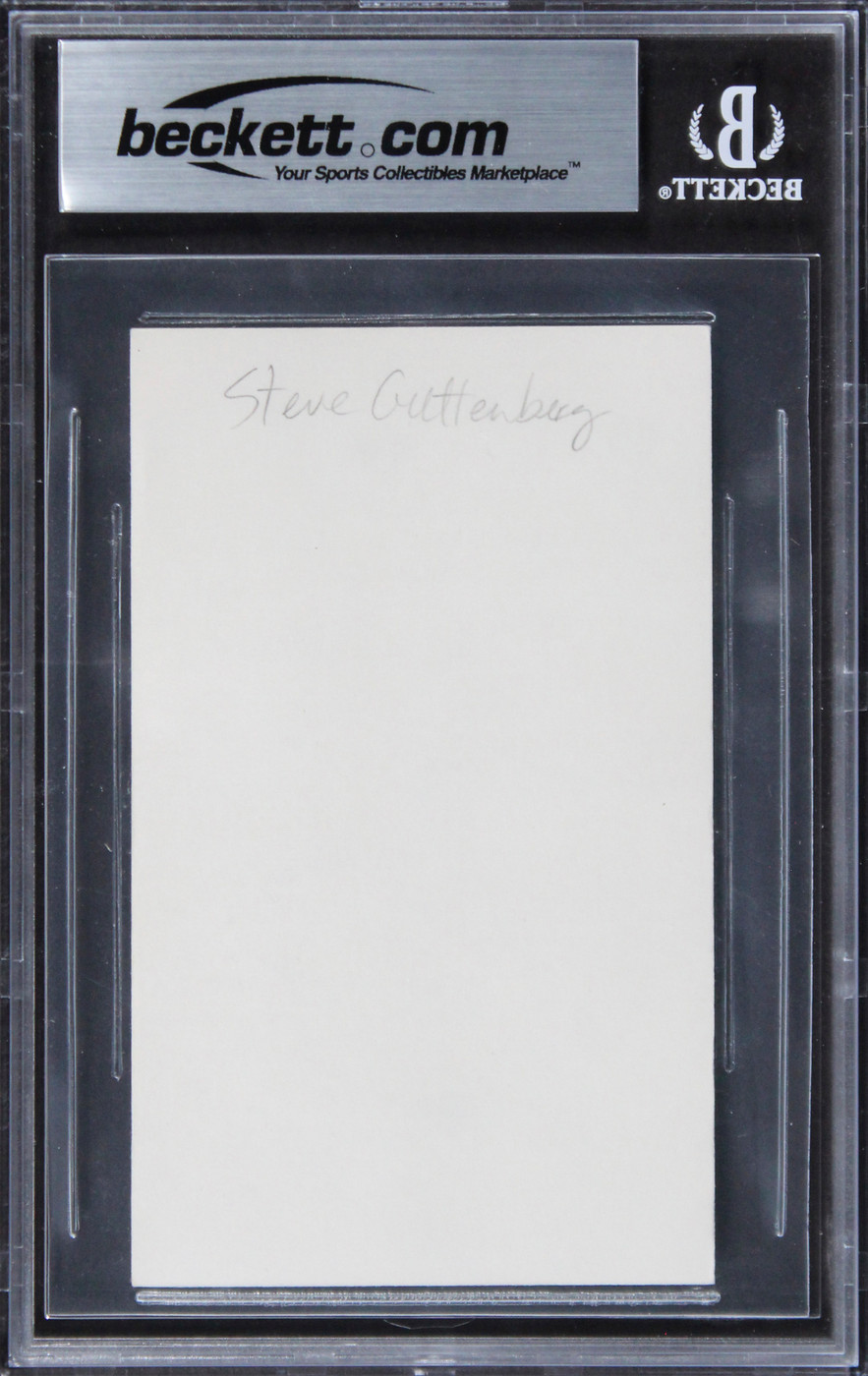 Steve Guttenberg Police Academy Authentic Signed 3x5 Index Card BAS Slabbed