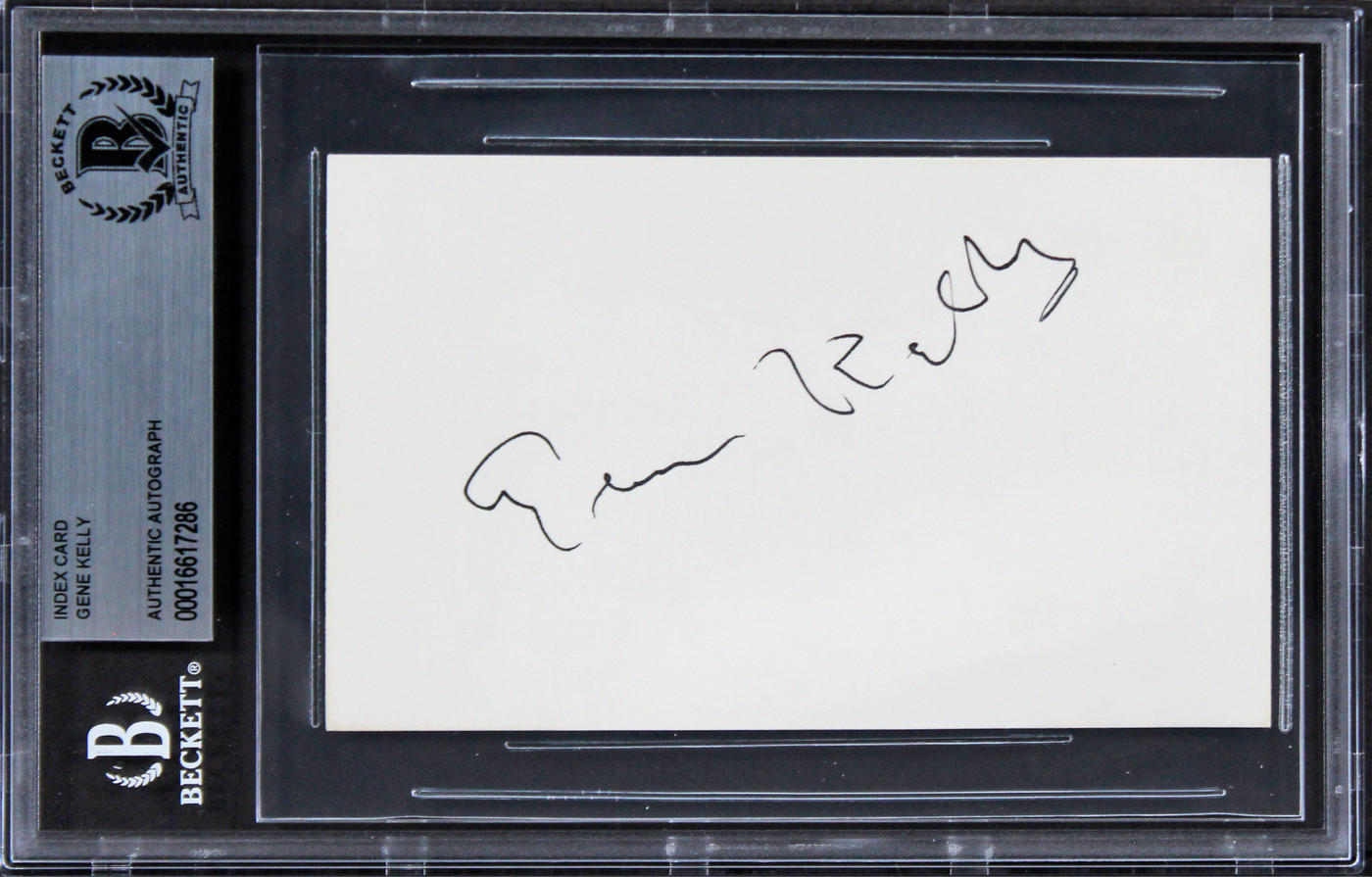 Gene Kelly Singing in the Rain  Signed 3x5 Index Card w/ Black Sig BAS Slabbed