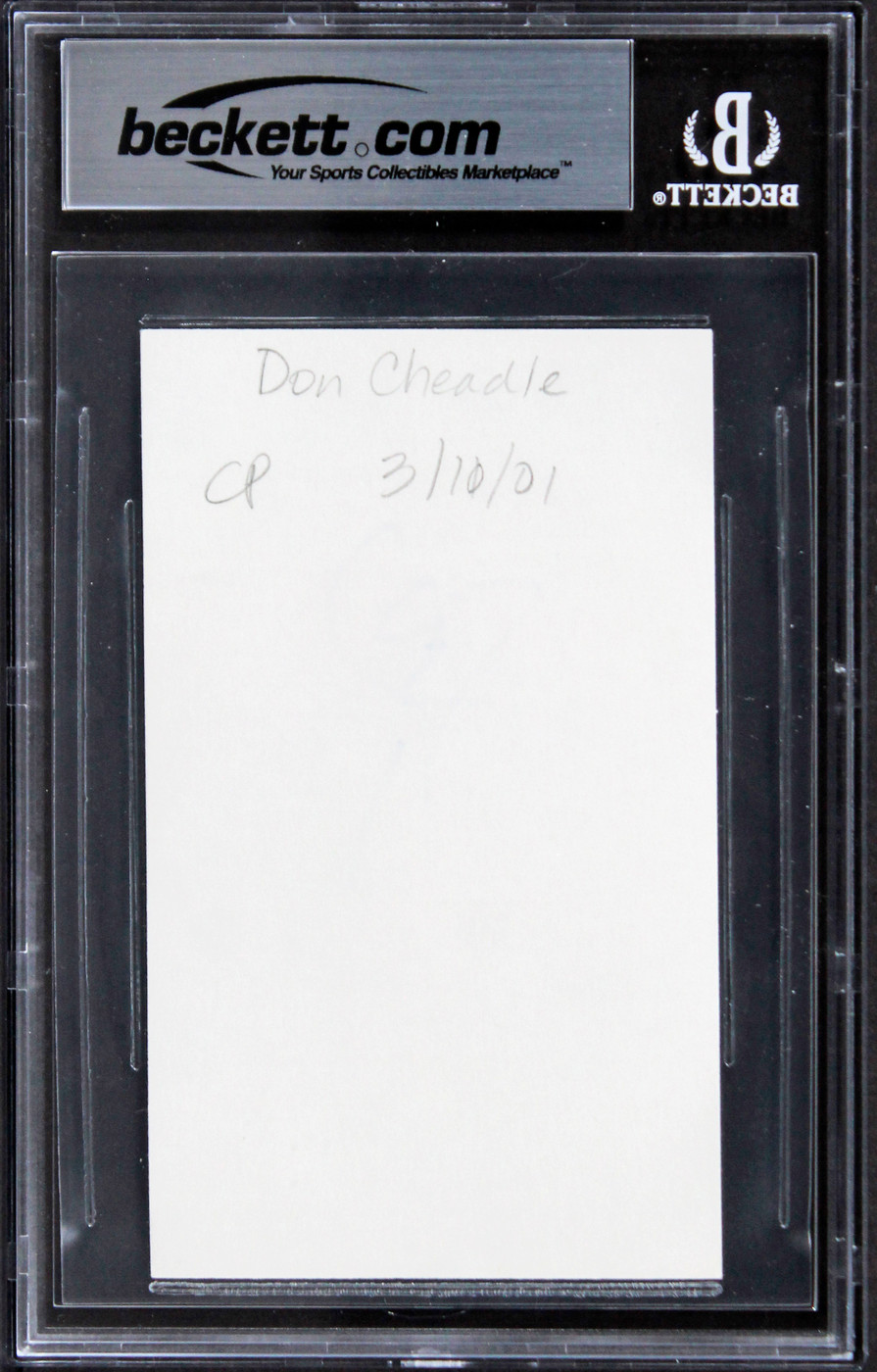 Don Cheadle Crash Authentic Signed 3x5 Index Card Autographed BAS Slabbed