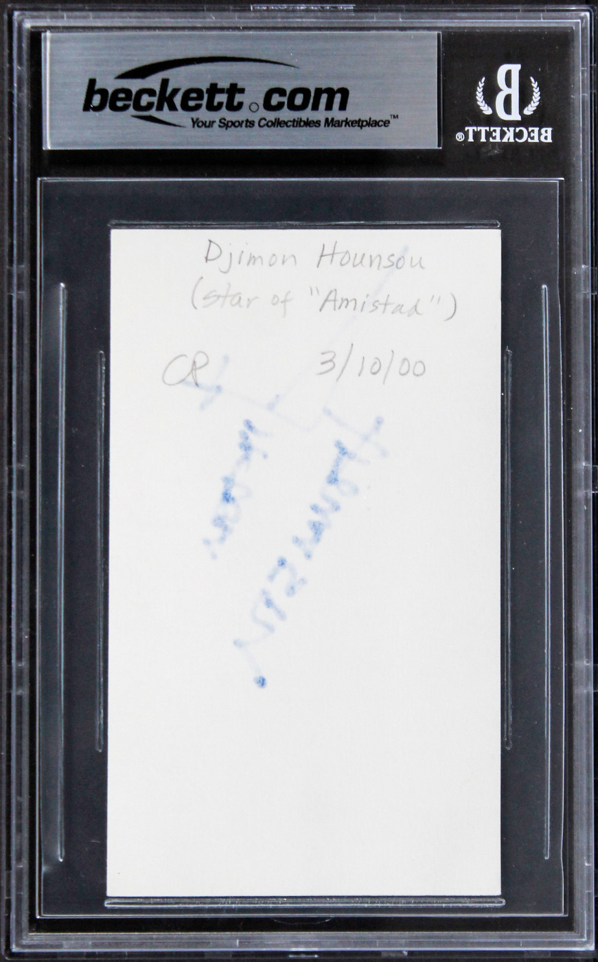 Djimon Hounsou Blood Diamond Authentic Signed 3x5 Index Card BAS Slabbed