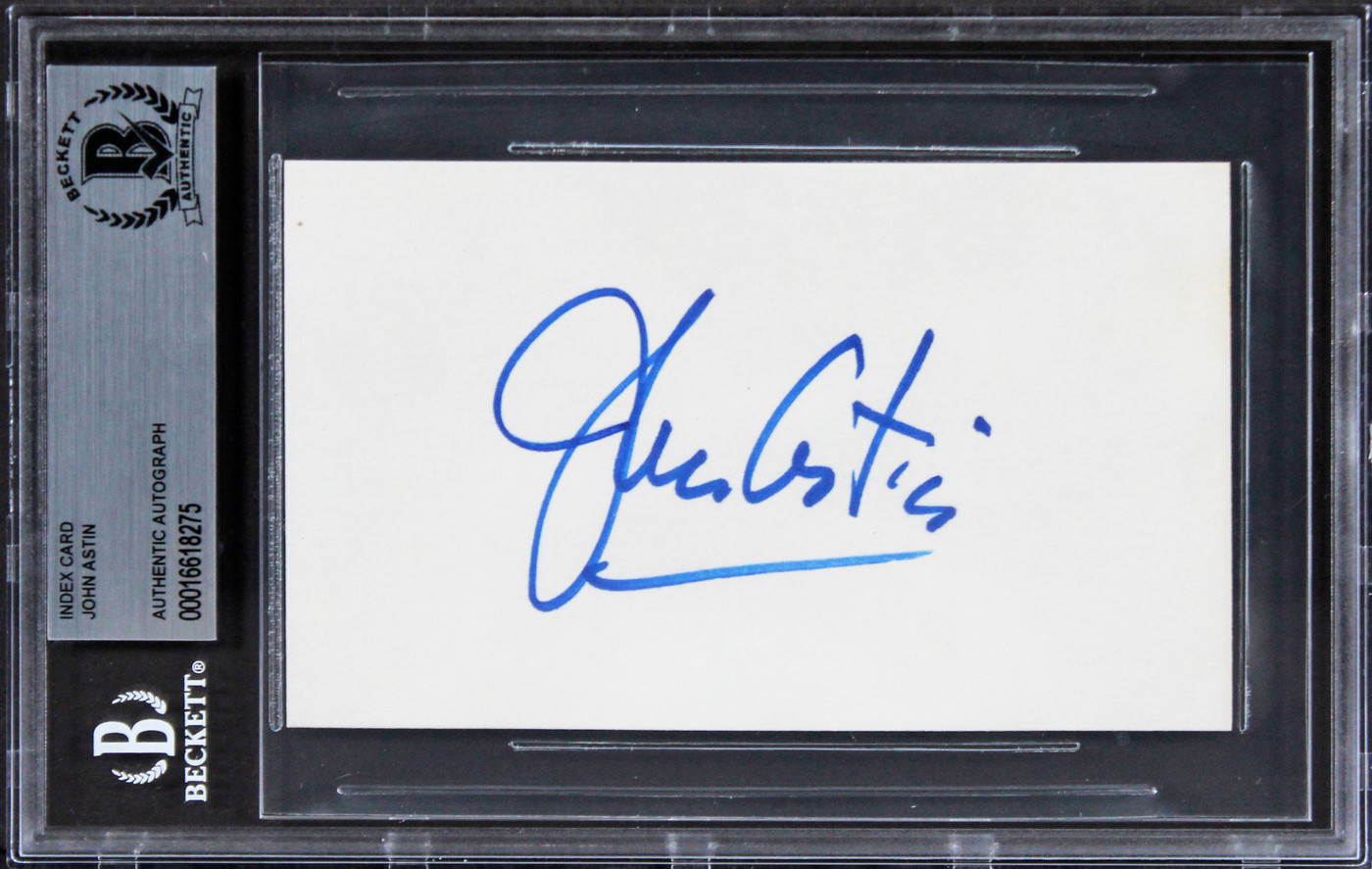 John Astin The Addams Family Authentic Signed 3x5 Index Card BAS Slabbed