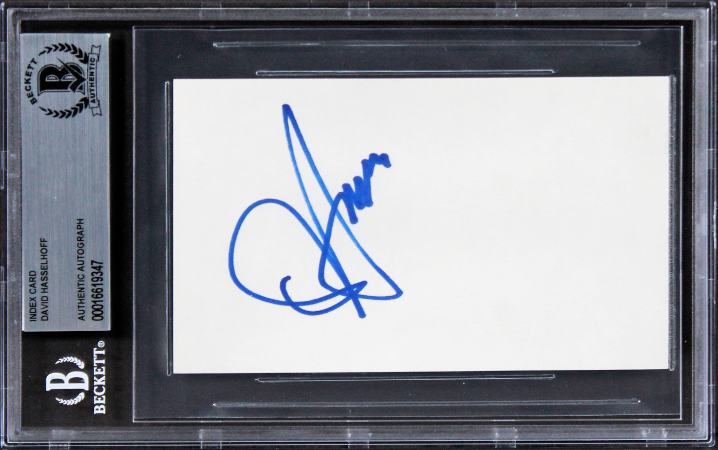 David Hasselhoff Knight Rider Signed 3x5 Index Card w/ Blue Sig BAS Slabbed