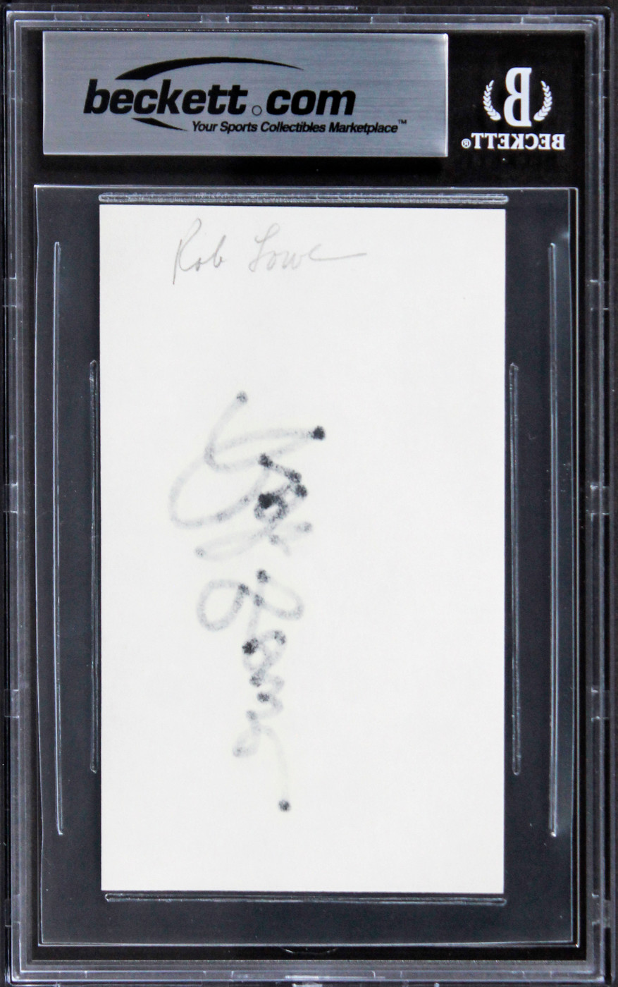 Rob Lowe The Outsiders Authentic Signed 3x5 Index Card Autographed BAS Slabbed 2