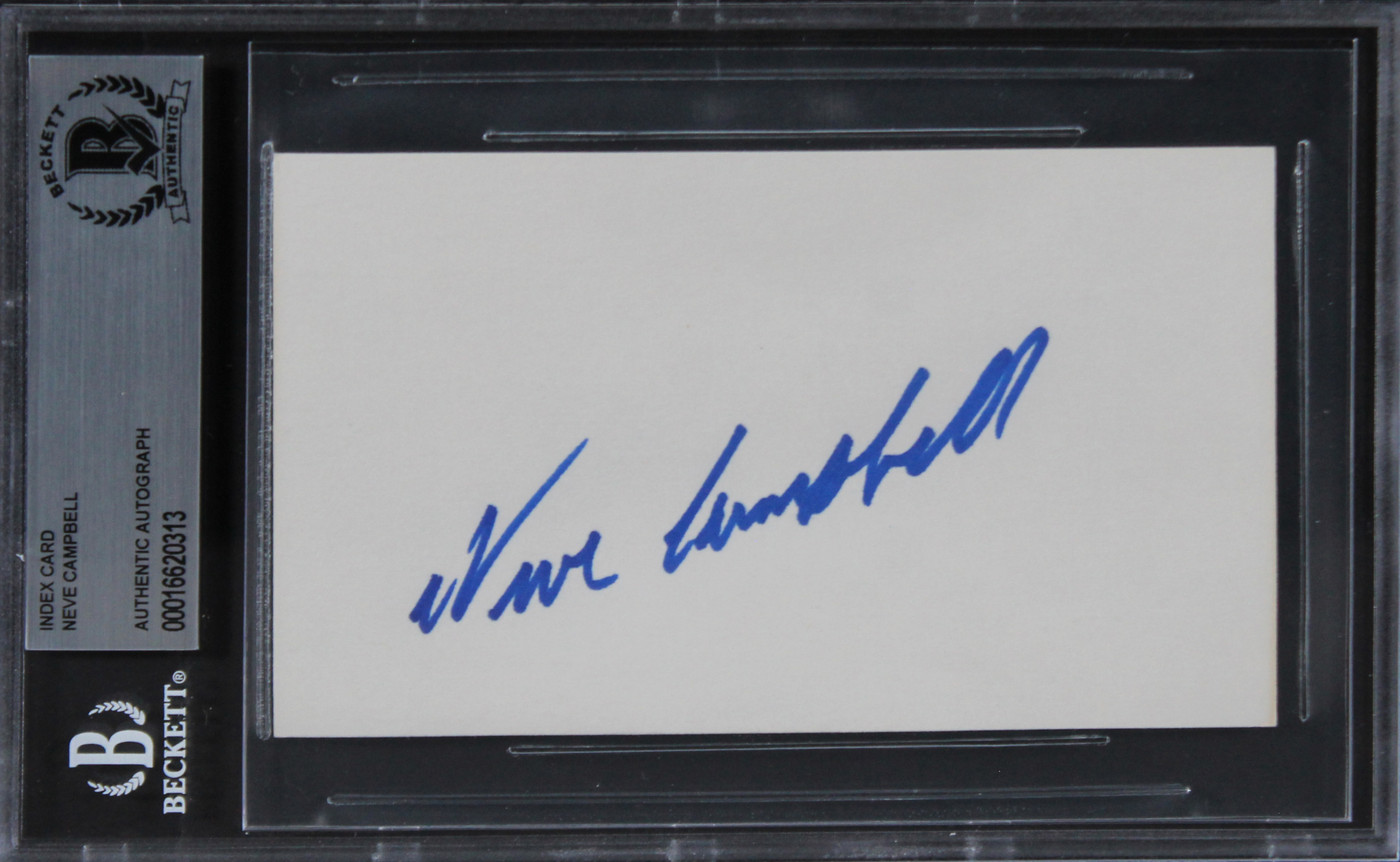 Neve Campbell Scream Authentic Signed 3x5 Index Card Autographed BAS Slabbed
