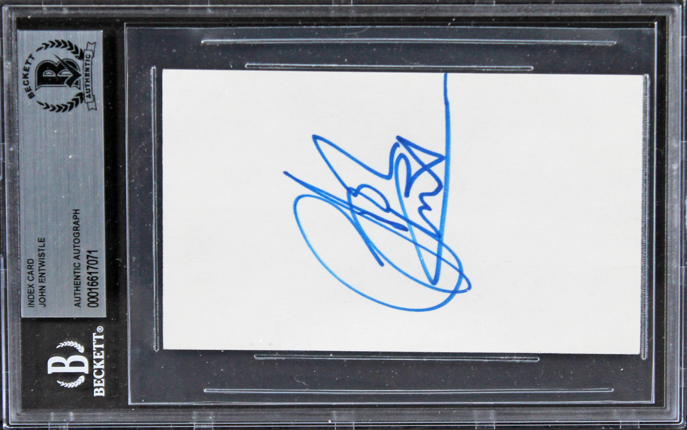 John Entwistle The Who Authentic Signed 3x5 Index Card Autographed BAS Slabbed 1