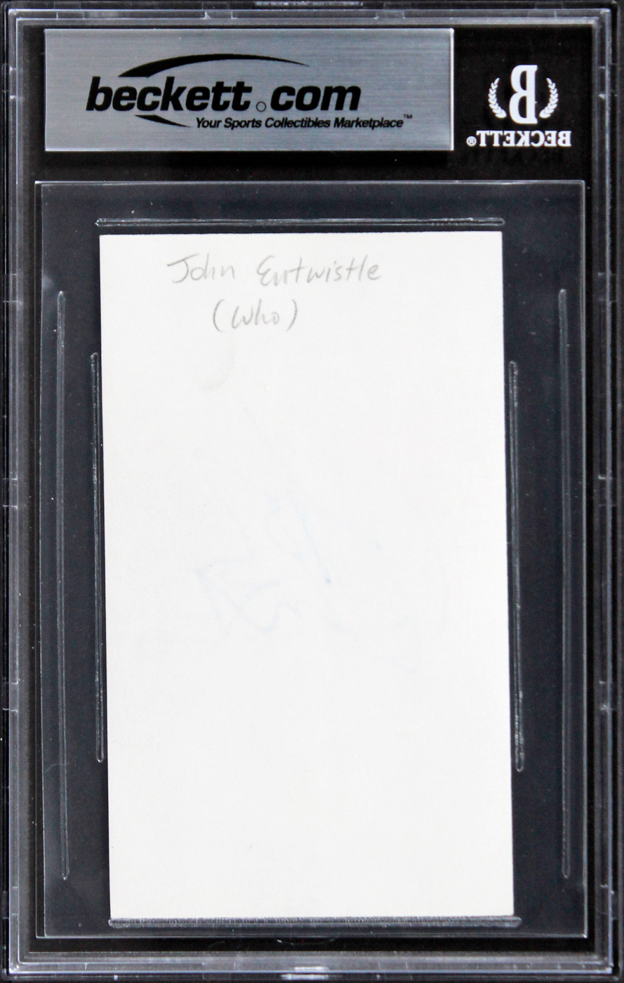 John Entwistle The Who Authentic Signed 3x5 Index Card Autographed BAS Slabbed 1