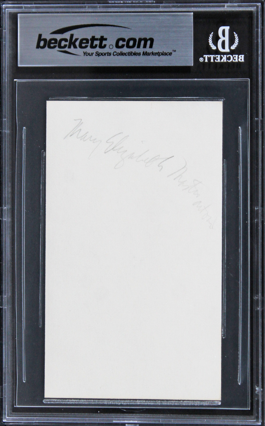 Mary Elizabeth Mastrantonio Robin Hood Signed 3x5 Index Card BAS Slabbed