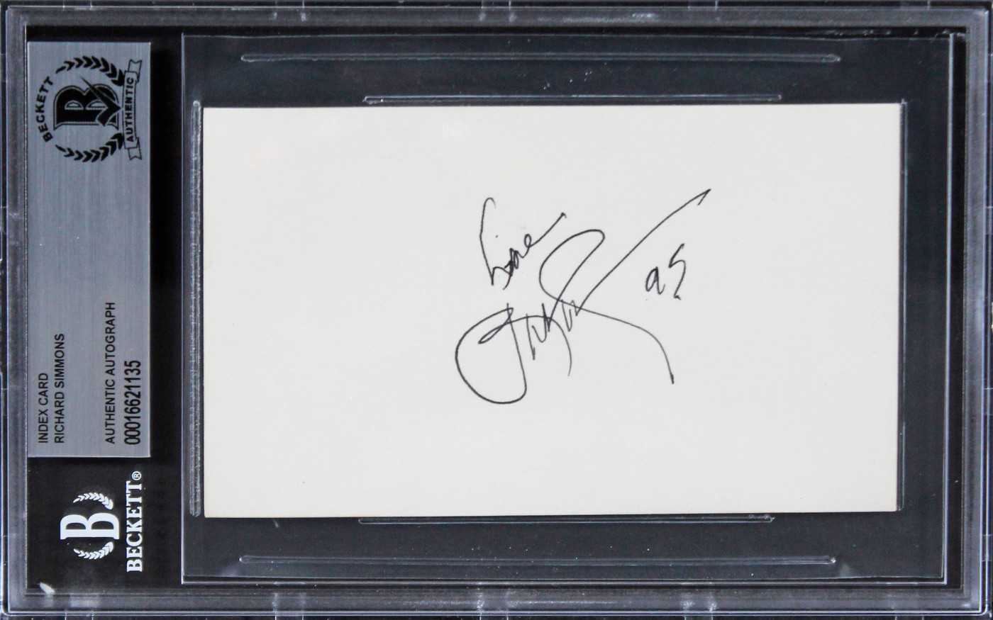 Richard Simmons Sweatin' to the Oldies "95" Signed 3x5 Index Card BAS Slabbed