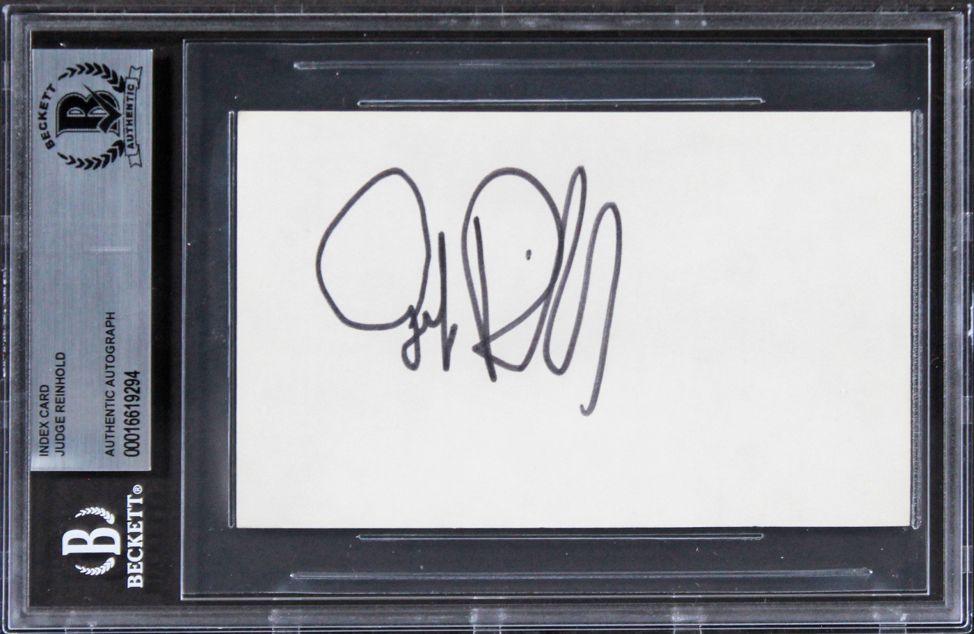 Judge Reinhold Stripes Authentic Signed 3x5 Index Card Autographed BAS Slabbed